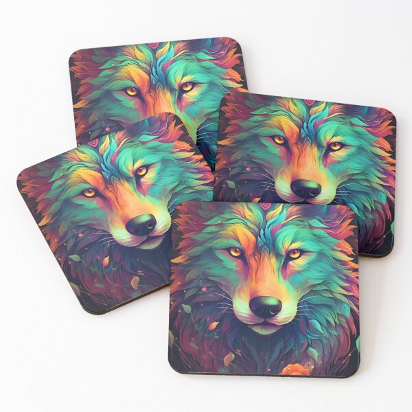 Item preview, psychedelic wolf with leafs and flower designed and sold by R&B Art and design.