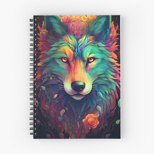 Item preview, psychedelic wolf with leafs and flower designed and sold by R&B Art and design.