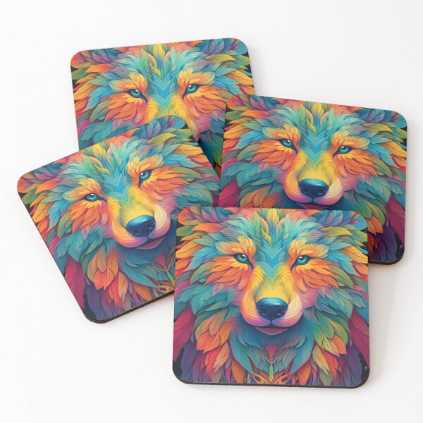 Item preview, colorful psychedelic wolf designed and sold by R&B Art and design.