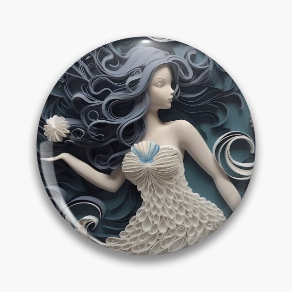 Item preview, Mermaid underwater, white and dark blue colors designed and sold by AdiRemba.
