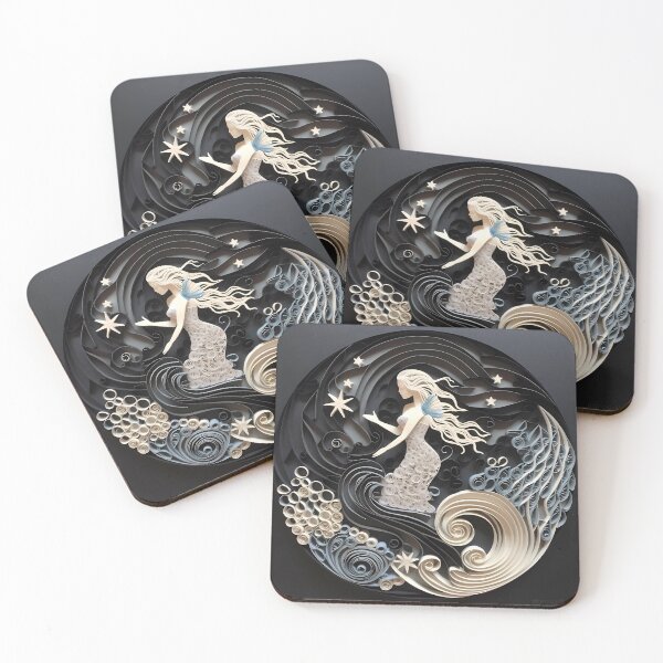 Item preview, Mermaid underwater heaven, white and dark blue colors designed and sold by AdiRemba.
