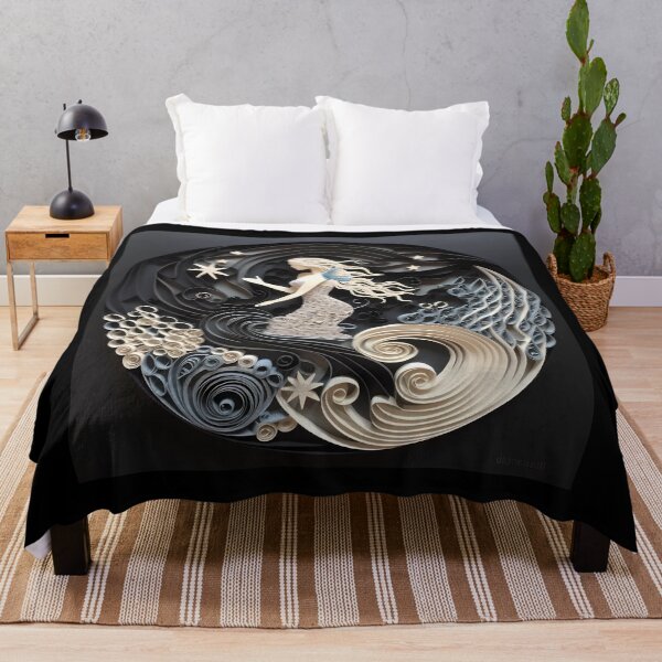 Item preview, Mermaid underwater heaven, white and dark blue colors designed and sold by AdiRemba.