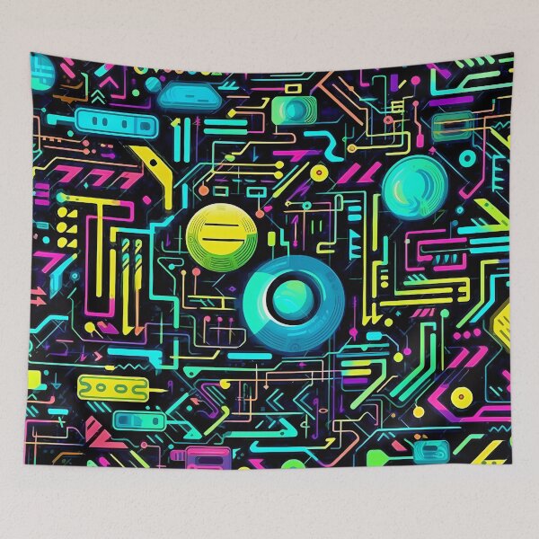 Item preview, Vibrant Neon circuit board design designed and sold by SweetWhiskers.