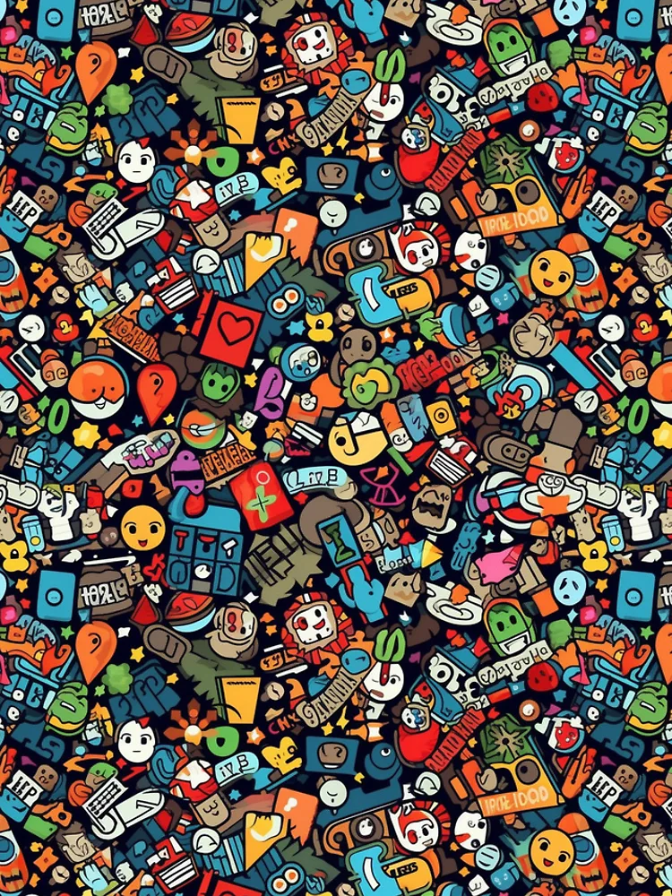 Thumbnail 4 of 4, iPhone Case, Retro Sticker Bomb Fusion designed and sold by RoverB.
