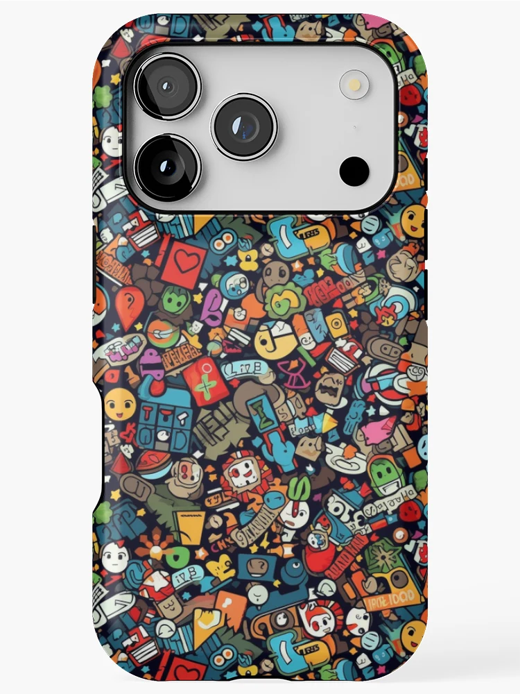 Thumbnail 1 of 4, iPhone Case, Retro Sticker Bomb Fusion designed and sold by RoverB.