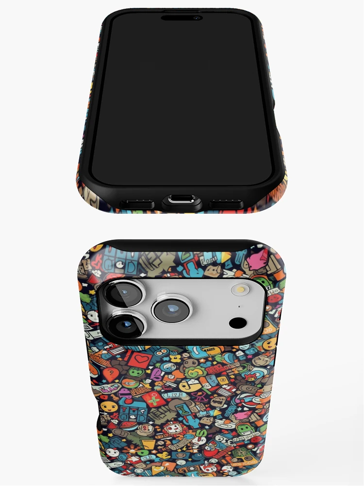 Thumbnail 3 of 4, iPhone Case, Retro Sticker Bomb Fusion designed and sold by RoverB.