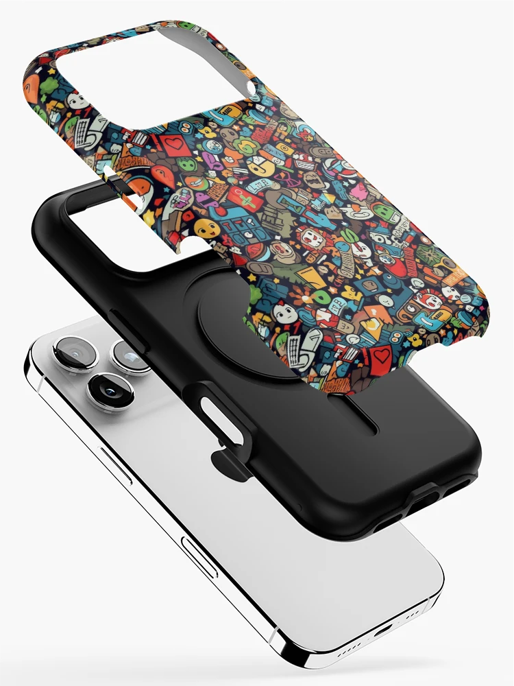 Thumbnail 2 of 4, iPhone Case, Retro Sticker Bomb Fusion designed and sold by RoverB.