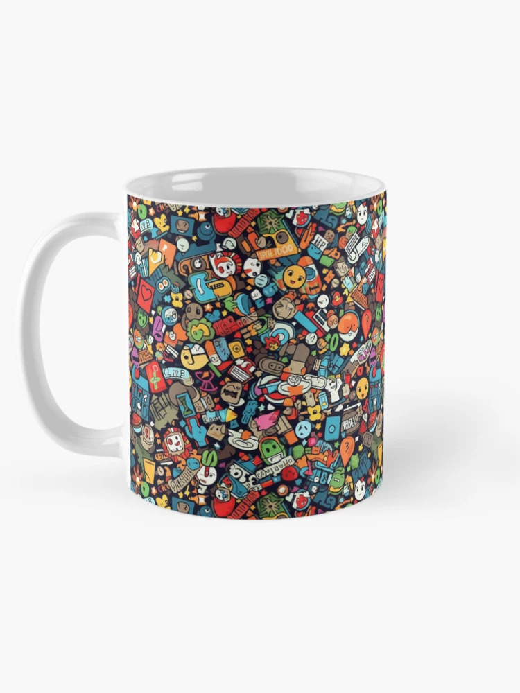 Thumbnail 5 of 6, Coffee Mug, Retro Sticker Bomb Fusion designed and sold by RoverB.