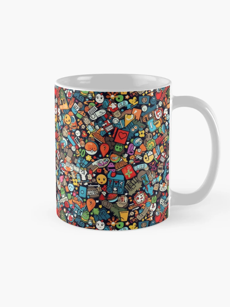 Thumbnail 3 of 6, Coffee Mug, Retro Sticker Bomb Fusion designed and sold by RoverB.