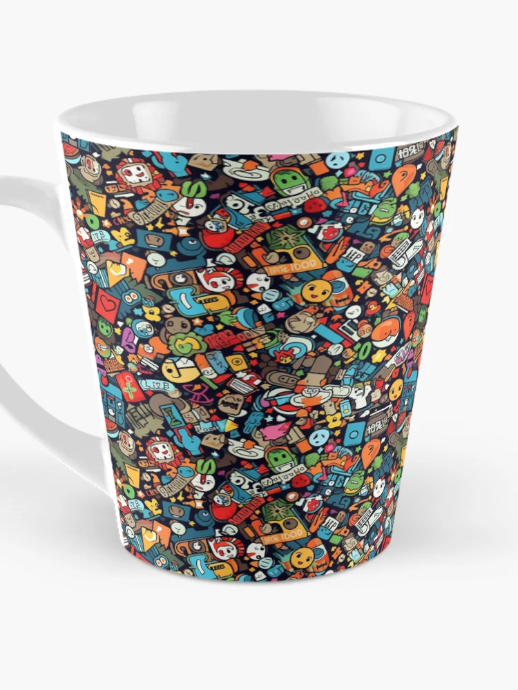 Thumbnail 3 of 4, Coffee Mug, Retro Sticker Bomb Fusion designed and sold by RoverB.