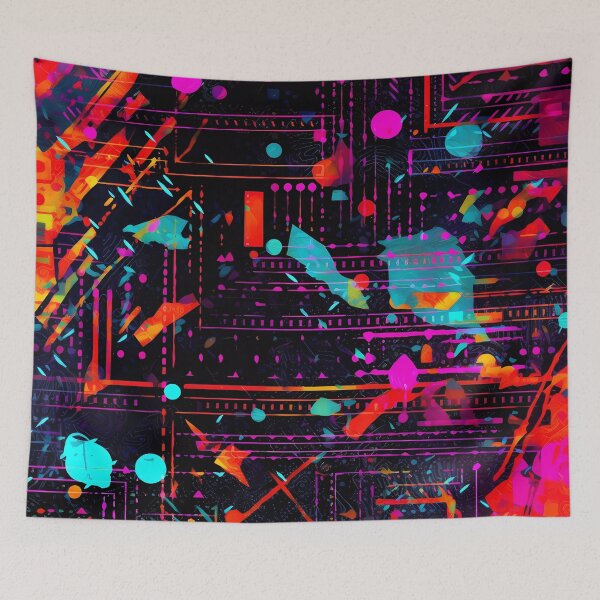 Item preview, Techno Splatter Vibrant Neon circuit board design designed and sold by SweetWhiskers.