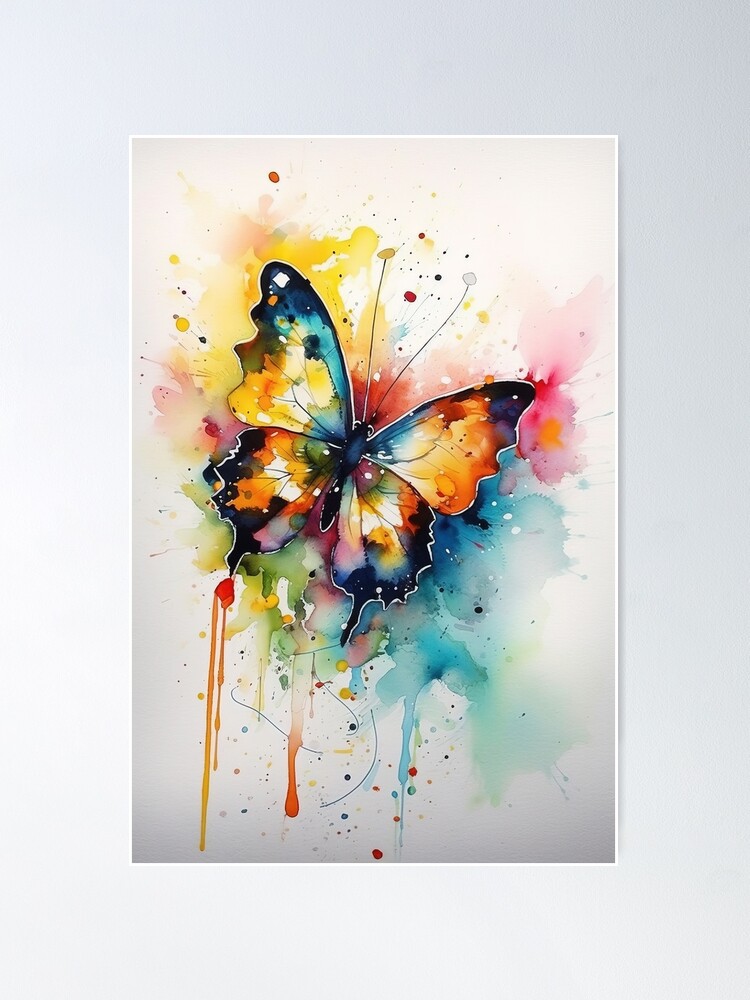 Retro Floral Butterfly Watercolor Art, Generative AI 23957932 PNG