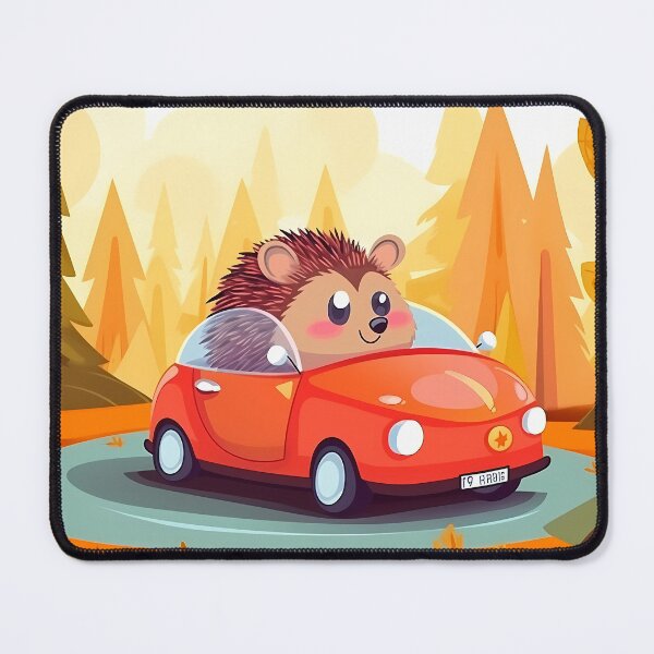 Item preview, Cartoon hedgehog driving car through forest cute designed and sold by Mind-Merge.