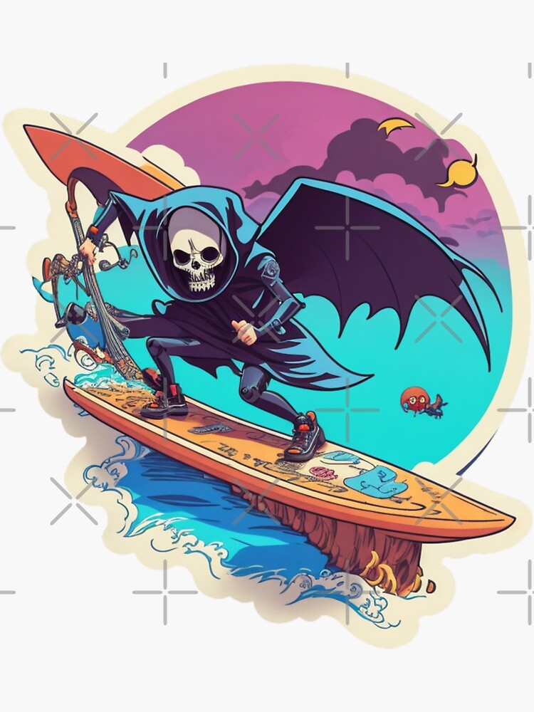 Sticker for Sale mit Death Surfing - Sensenmann auf Surfbrett - Retro von  BBGIFTSUK