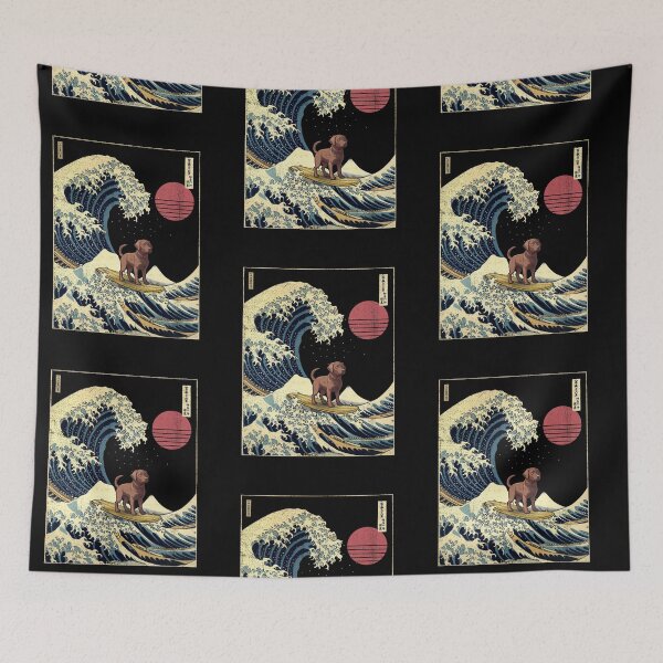 Item preview, Chocolate Labrador Kanagawa Japanese Surfing Wave designed and sold by rafaeltto.