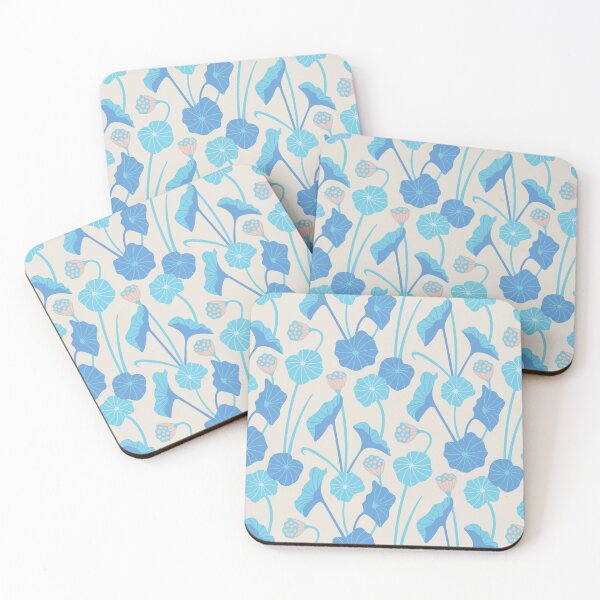 Item preview, LOTUS POND Japanese Zen Buddhism Lotus Leaves Floral Botanical in Blue Blush Gray White - UnBlink Studio by Jackie Tahara designed and sold by Jackie Tahara of UnBlink Studio.