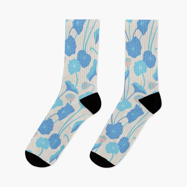 Item preview, LOTUS POND Japanese Zen Buddhism Lotus Leaves Floral Botanical in Blue Blush Gray White - UnBlink Studio by Jackie Tahara designed and sold by Jackie Tahara of UnBlink Studio.