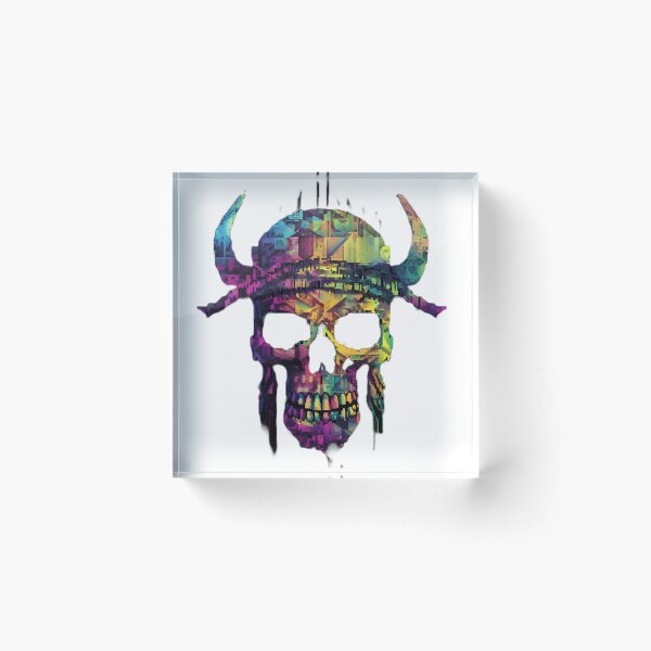 Artikelvorschau, Lebendige, farbenfrohe Totenkopf-Glitch-Kunst entworfen und verkauft von Mind-Merge.
