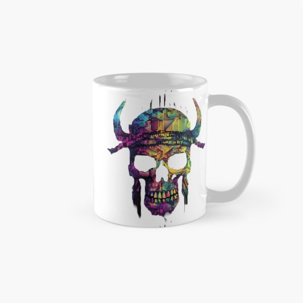 Artikelvorschau, Lebendige, farbenfrohe Totenkopf-Glitch-Kunst entworfen und verkauft von Mind-Merge.