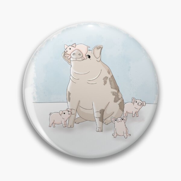 Item preview, Delighted - Pig and Piglets designed and sold by RhondaLuluArt.