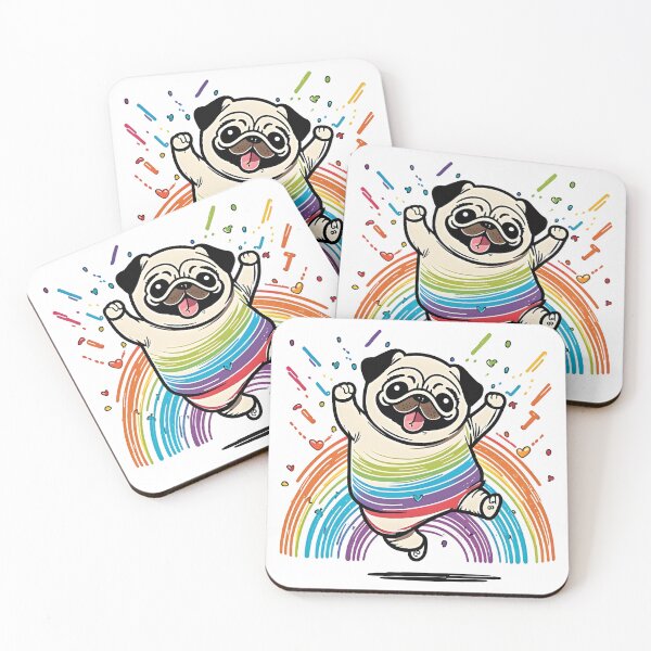 Item preview, Colorful Kawaii Dancing Pug designed and sold by Leonardo Palumbo.