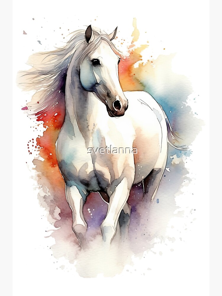 Image of Horse Watercolor painting AI generated Illustration.