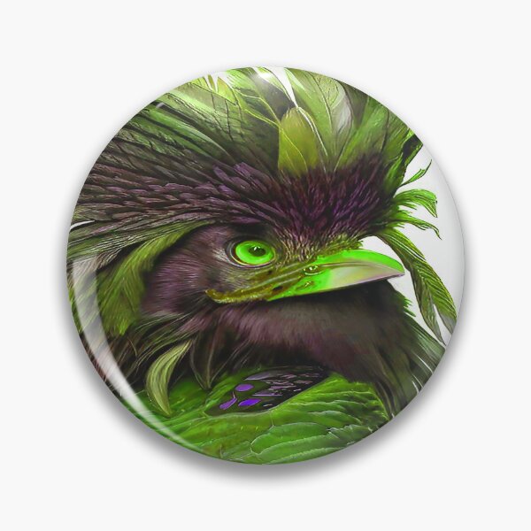 Item preview, Bird with Ruffled Head of Feathers Morning Hair Green designed and sold by deniselynnimage.