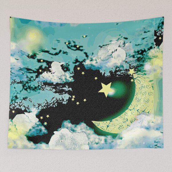 Item preview, Pattern - Boho Moon and Sleeping lambs designed and sold by Eejee-SK.