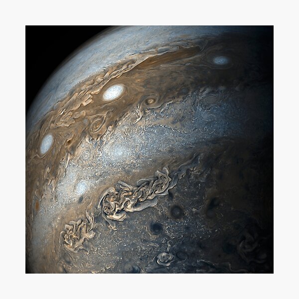 Storms on Jupiter from Juno Cam (2017) Photographic Print
