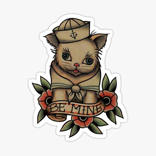 Item preview, Be Mine Kitten tattoo designed and sold by Pinscher.