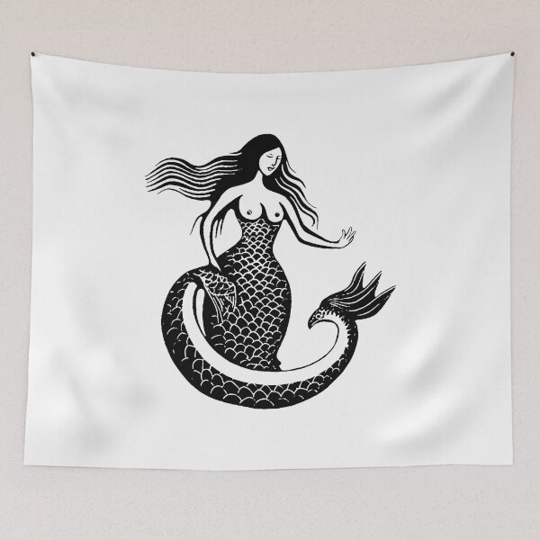 Item preview, Woodcut Mermaid  designed and sold by Texterns.