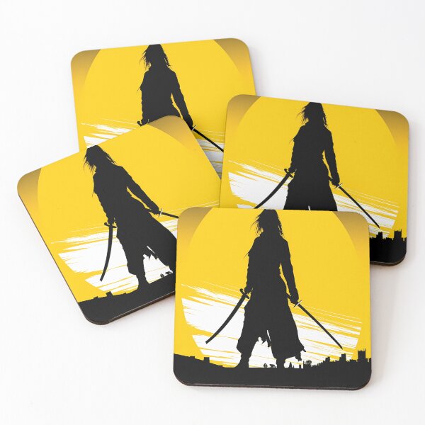 Item preview, Female ninja dual wielding swords yellow background  designed and sold by Mind-Merge.