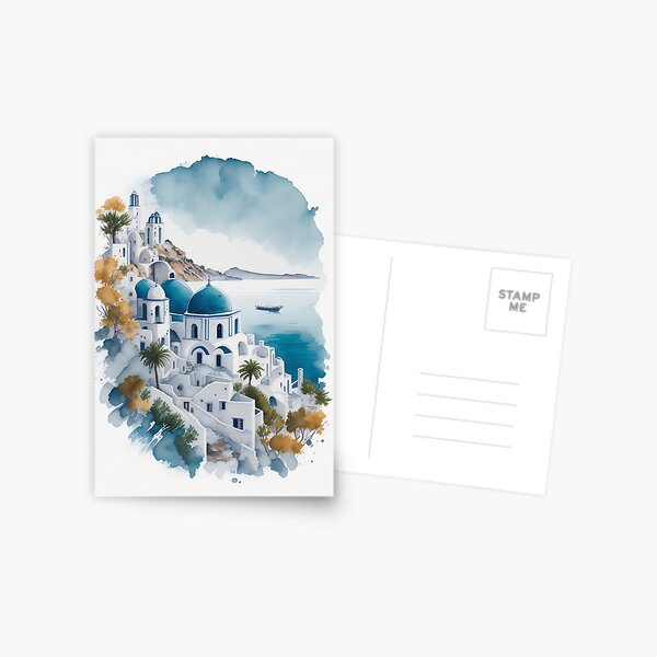 Oia, Santorini 1 (Watercolor) Postcard