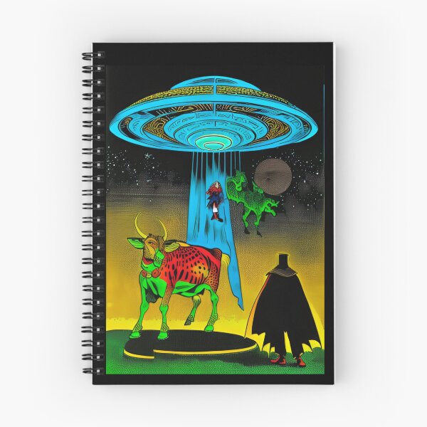 Item preview, A Large Flying Saucer visits Earth and Steals Two cows Alien Invasion designed and sold by Bloomin'  Arty Families.