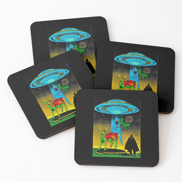 Item preview, A Large Flying Saucer visits Earth and Steals Two cows Alien Invasion designed and sold by Bloomin'  Arty Families.