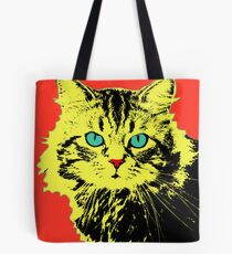 POP ART CAT - YELLOW RED Tote Bag