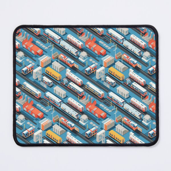 Item preview, Blue London Underground & Overground Trains Repeating Seamless Pattern designed and sold by PatternsFTW.
