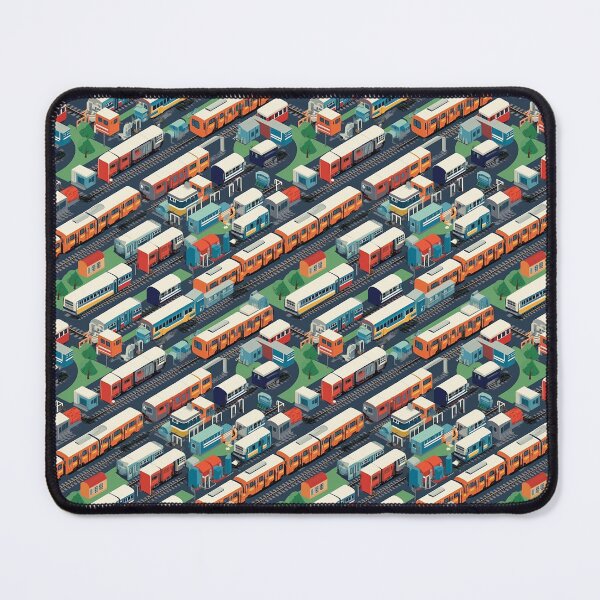 Item preview, Orange Blue Red London Underground & Overground Trains Repeating Seamless Pattern designed and sold by PatternsFTW.