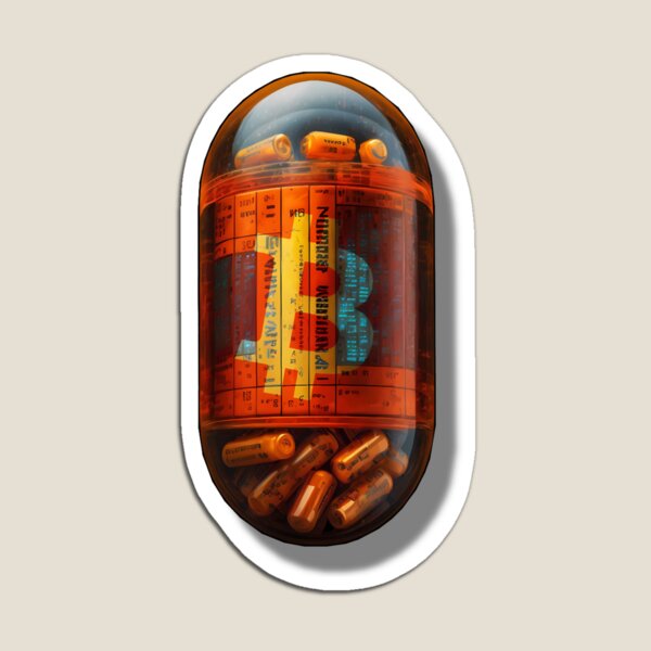 Item preview, AI 3D Bitcoin Art Orange Pill designed and sold by RebeccaDennis5.