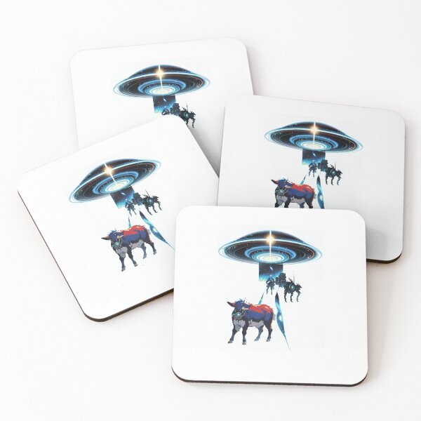 Item preview, A Large Flying Saucer visits Earth and Steals Two cows Alien Invasion designed and sold by Bloomin'  Arty Families.