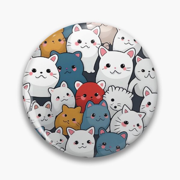 Item preview, Colorful Whisker Gallery: Abstract Faces of Cats and Kittens in Dark White and Blue Hues designed and sold by HappyPapaJohnny.