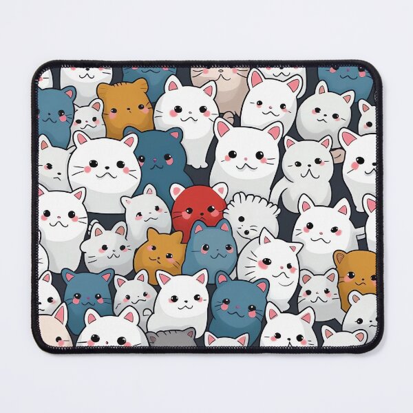 Item preview, Colorful Whisker Gallery: Abstract Faces of Cats and Kittens in Dark White and Blue Hues designed and sold by HappyPapaJohnny.