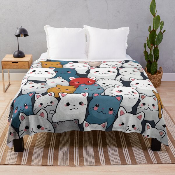 Item preview, Colorful Whisker Gallery: Abstract Faces of Cats and Kittens in Dark White and Blue Hues designed and sold by HappyPapaJohnny.