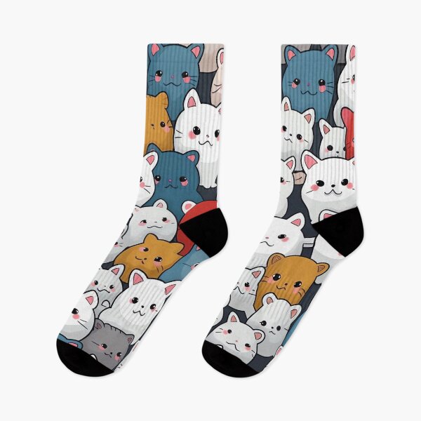 Item preview, Colorful Whisker Gallery: Abstract Faces of Cats and Kittens in Dark White and Blue Hues designed and sold by HappyPapaJohnny.