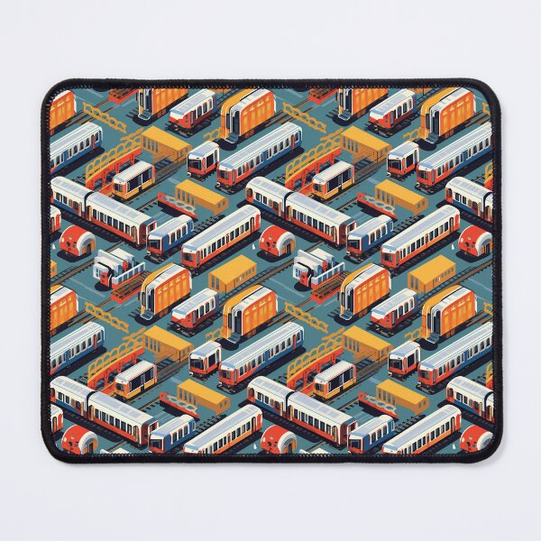 Item preview, More Orange Blue Red London Underground & Overground Trains Repeating Seamless Pattern designed and sold by PatternsFTW.