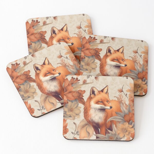 Item preview, Vintage Fox and Flowers Pattern designed and sold by TPhanDesign.