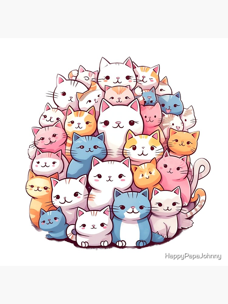 Meowtain Kawaii Cute Cat Stack - Kawaii Cats - Sticker