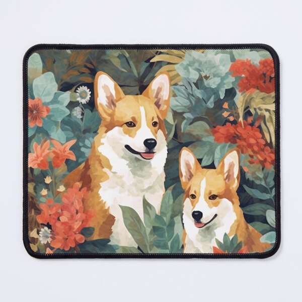 Item preview, Vintage Corgis and Flowers Pattern designed and sold by TPhanDesign.