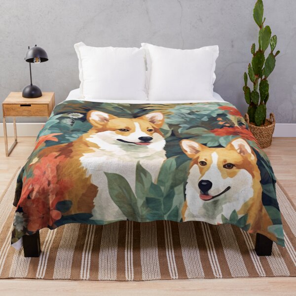 Item preview, Vintage Corgis and Flowers Pattern designed and sold by TPhanDesign.