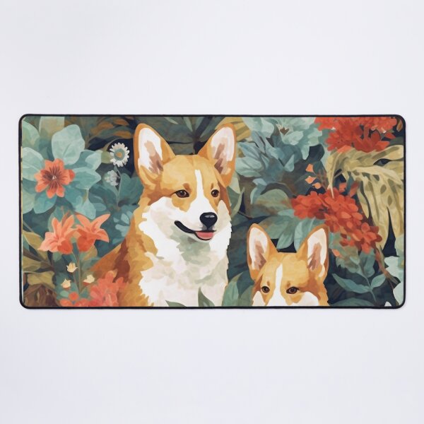 Item preview, Vintage Corgis and Flowers Pattern designed and sold by TPhanDesign.